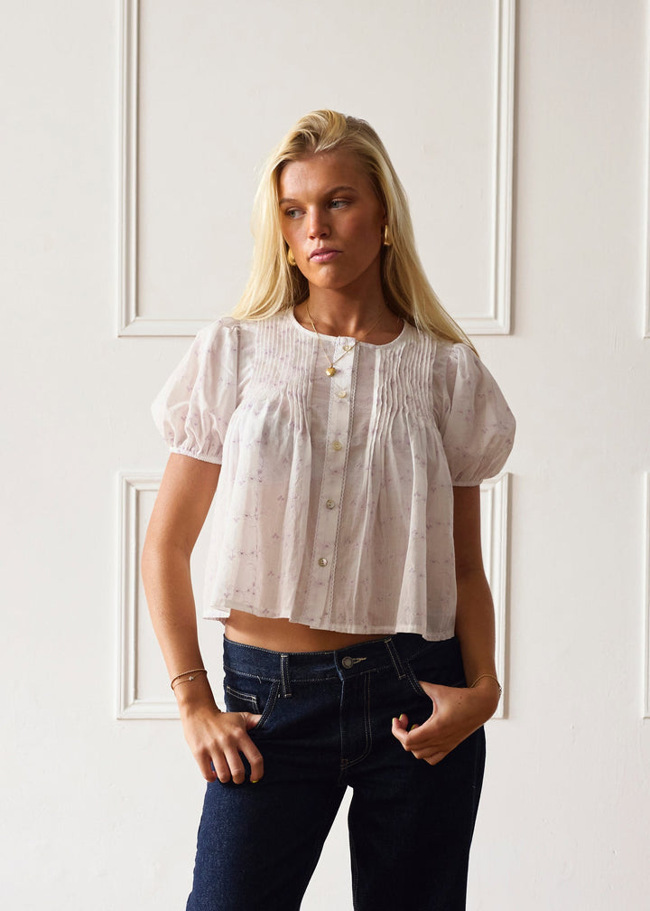 Blouse Poppy - Blanche & Lilas