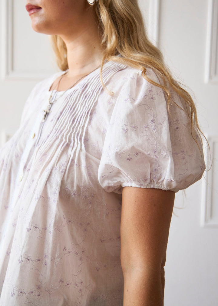 Blouse Poppy - Blanche & Lilas