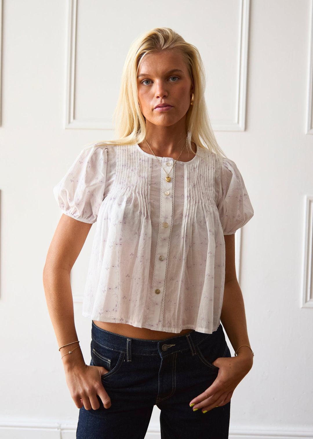 Blouse Poppy - Blanche & Lilas