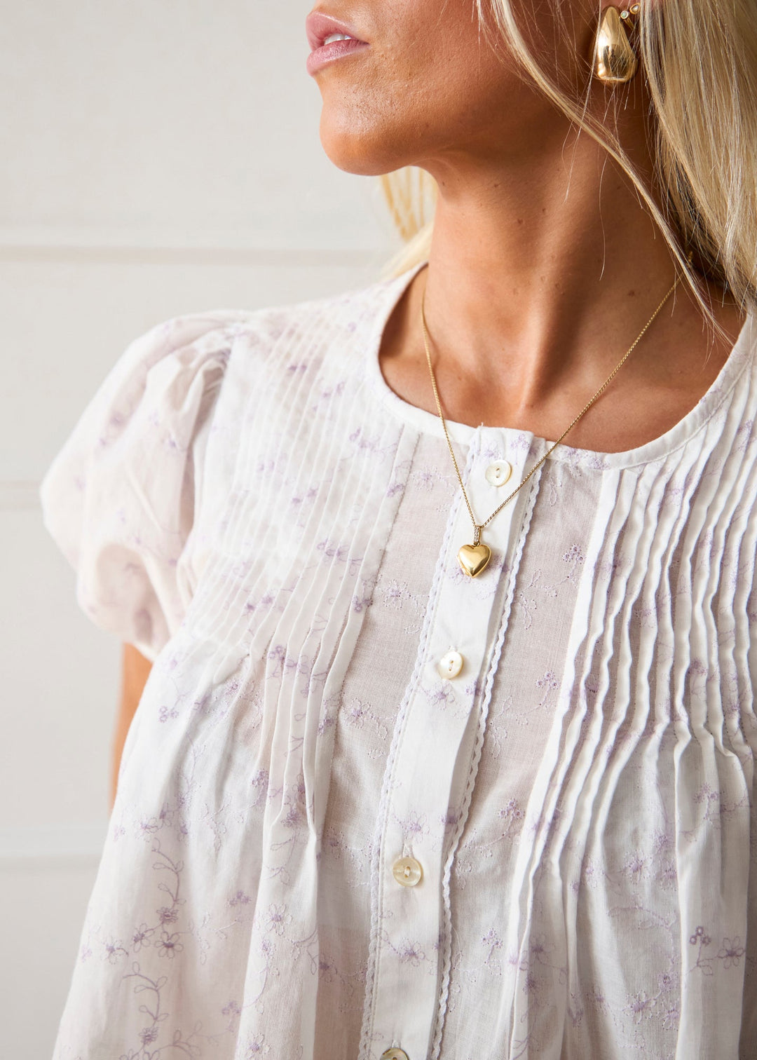 Blouse Poppy - Blanche & Lilas