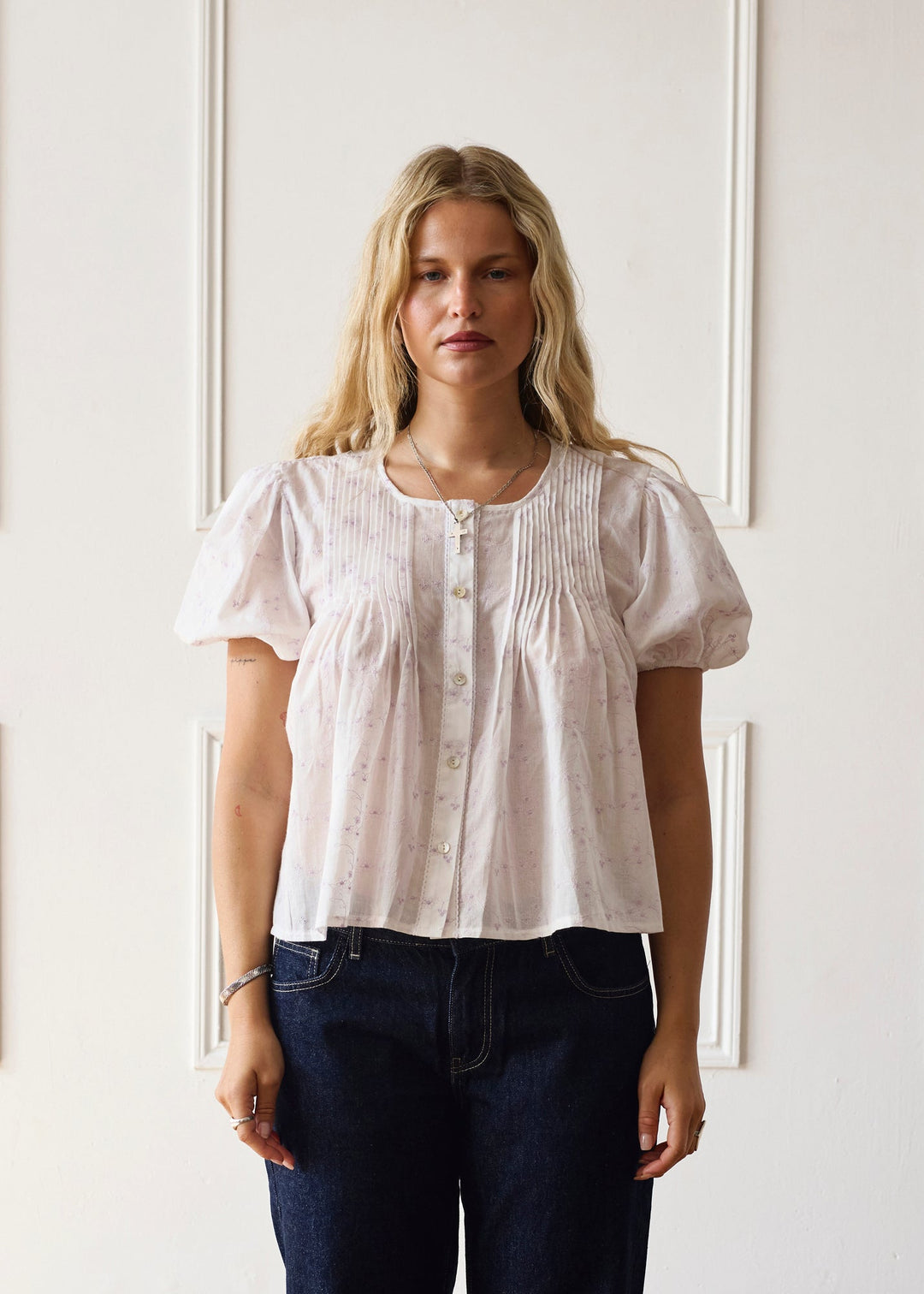 Blouse Poppy - Blanche & Lilas
