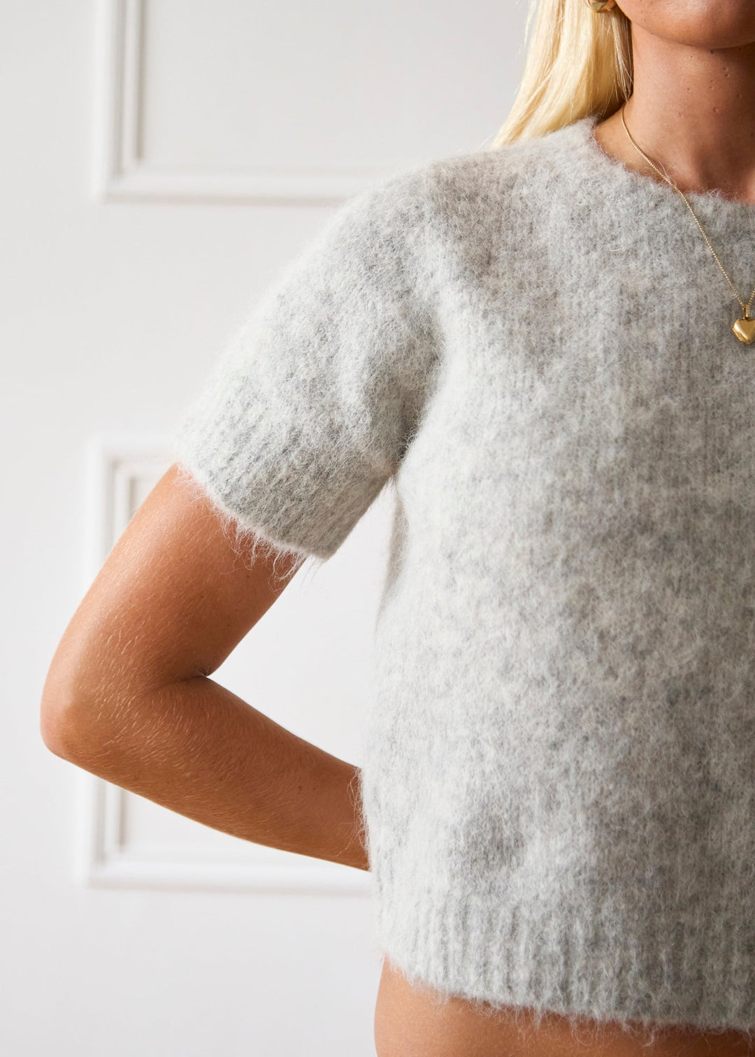Pull à Manches Courtes - Gris Clair