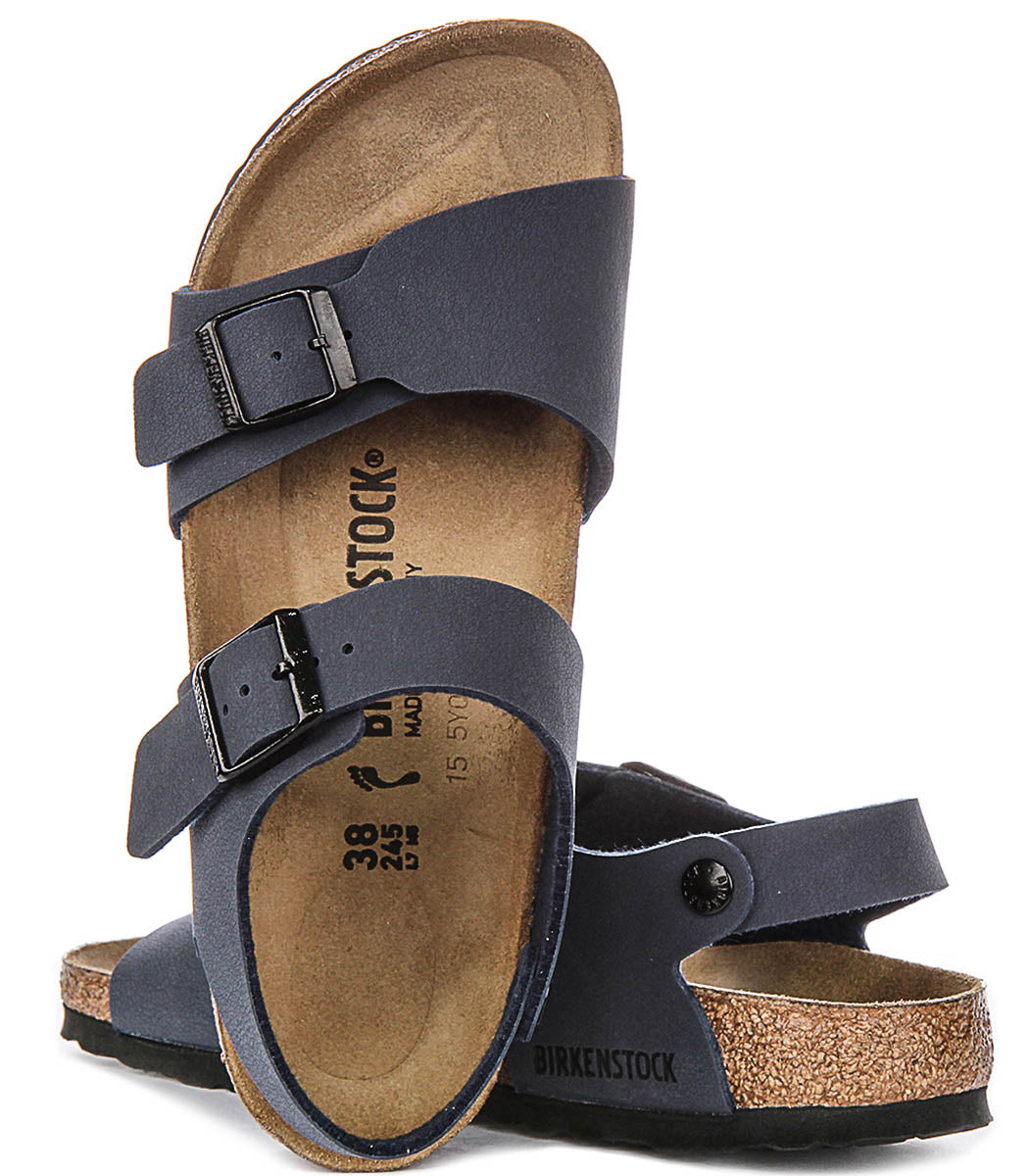 Birkenstock New York schoenen | Marineblauw kenmerkend Birkenstock-bovenmateriaal voor kinderen - Smalle pasvorm