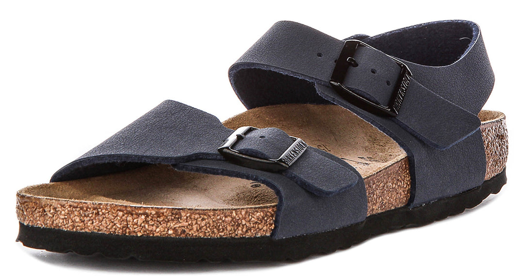 Birkenstock New York schoenen | Marineblauw kenmerkend Birkenstock-bovenmateriaal voor kinderen - Smalle pasvorm