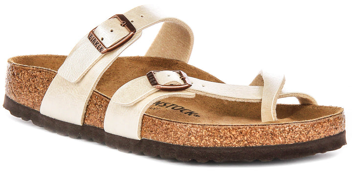 Birkenstock Mayari-sandaler | Pärlvit Birko-Flor – metallisk finish för kvinnor