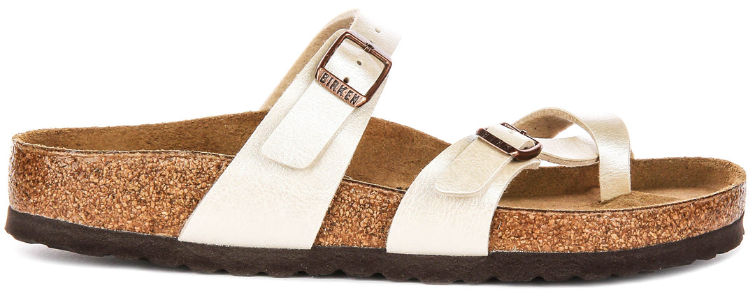 Birkenstock Mayari-sandaler | Pärlvit Birko-Flor – metallisk finish för kvinnor