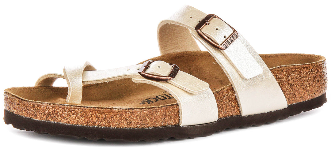 Birkenstock Mayari-sandaler | Pärlvit Birko-Flor – metallisk finish för kvinnor