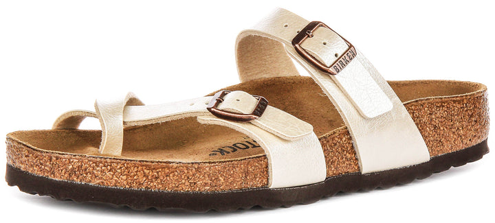 Birkenstock Mayari-sandaler | Pärlvit Birko-Flor – metallisk finish för kvinnor