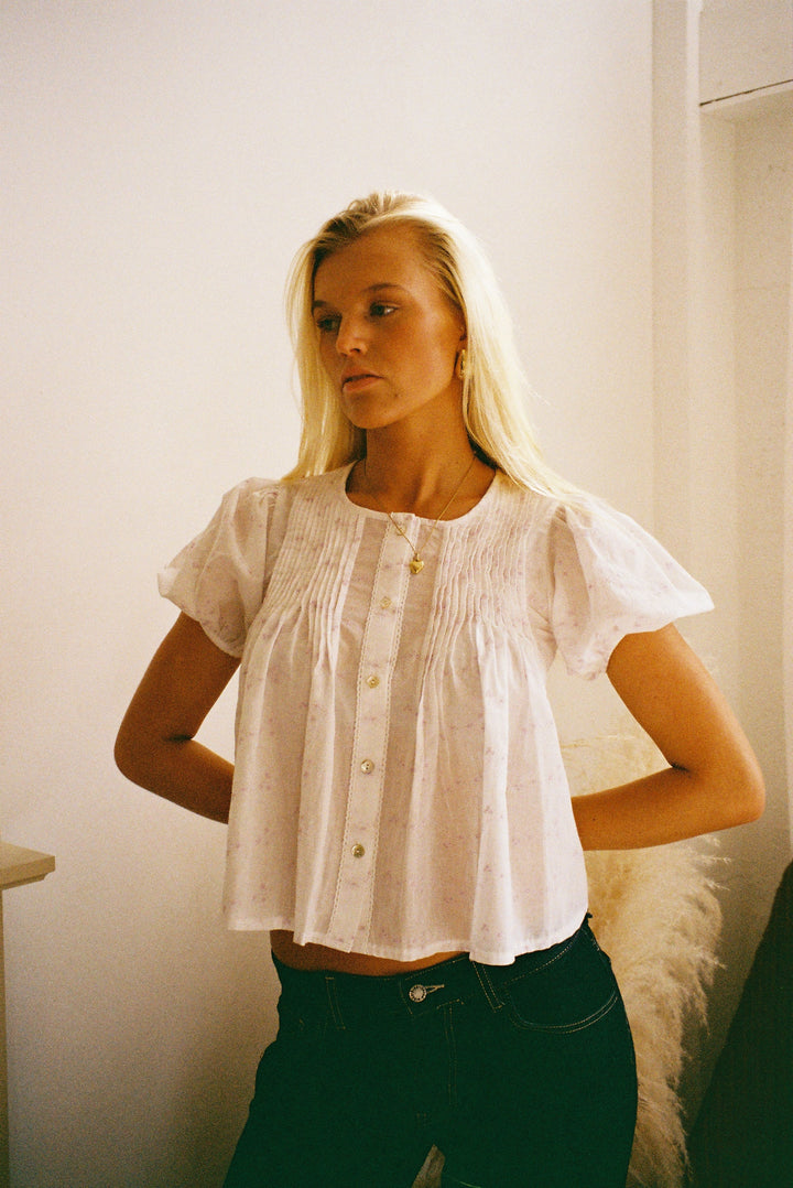 Blouse Poppy - Blanche & Lilas