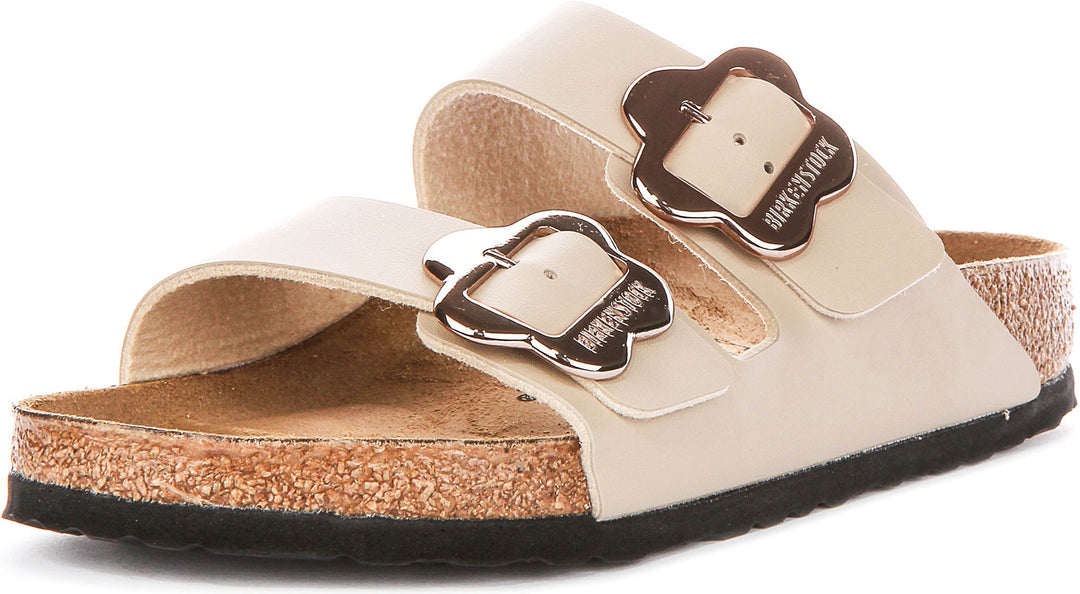 Birkenstock Arizona-sandaler | sandfärgad Birko-Flor – blommönster för barn – normal passform