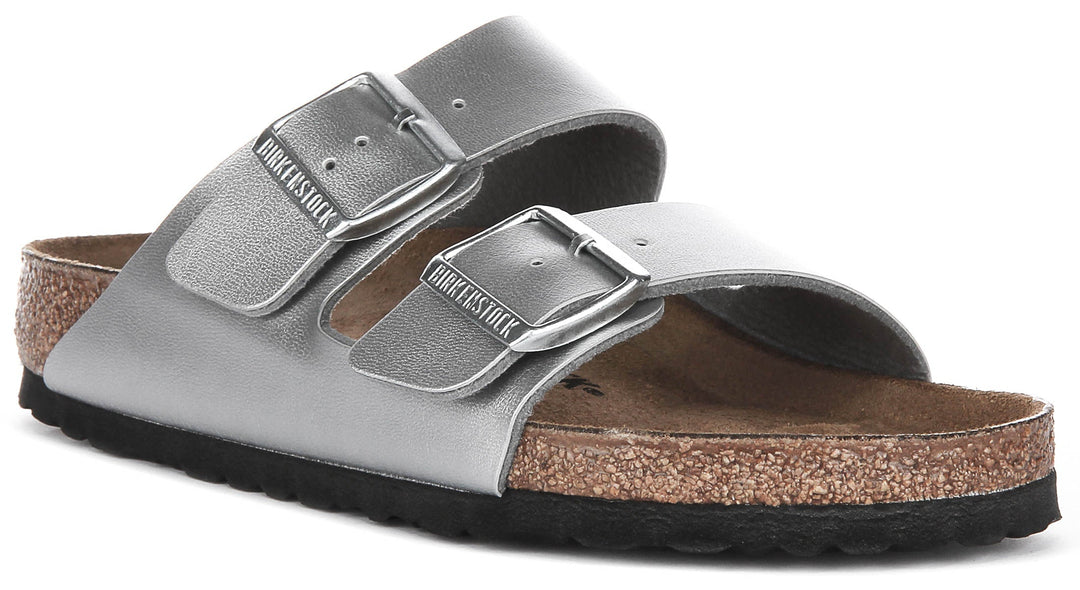 Birkenstock Arizona Sandals | Silver Birko-Flor for Women - Regular Fit