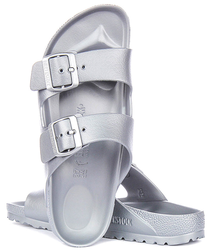 Birkenstock Arizona-sandaler | Silverfärgad EVA för män och kvinnor – smal läst