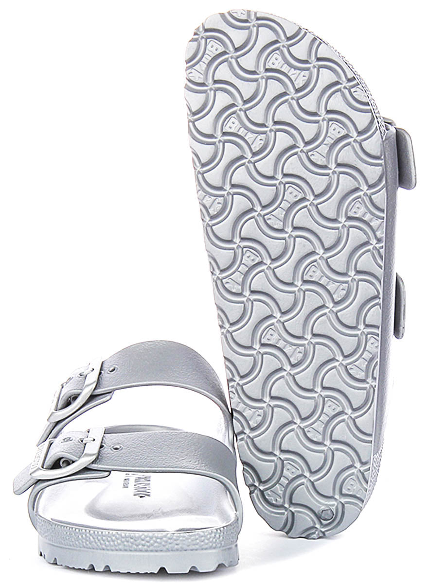 Birkenstock Arizona-sandaler | Silverfärgad EVA för män och kvinnor – smal läst