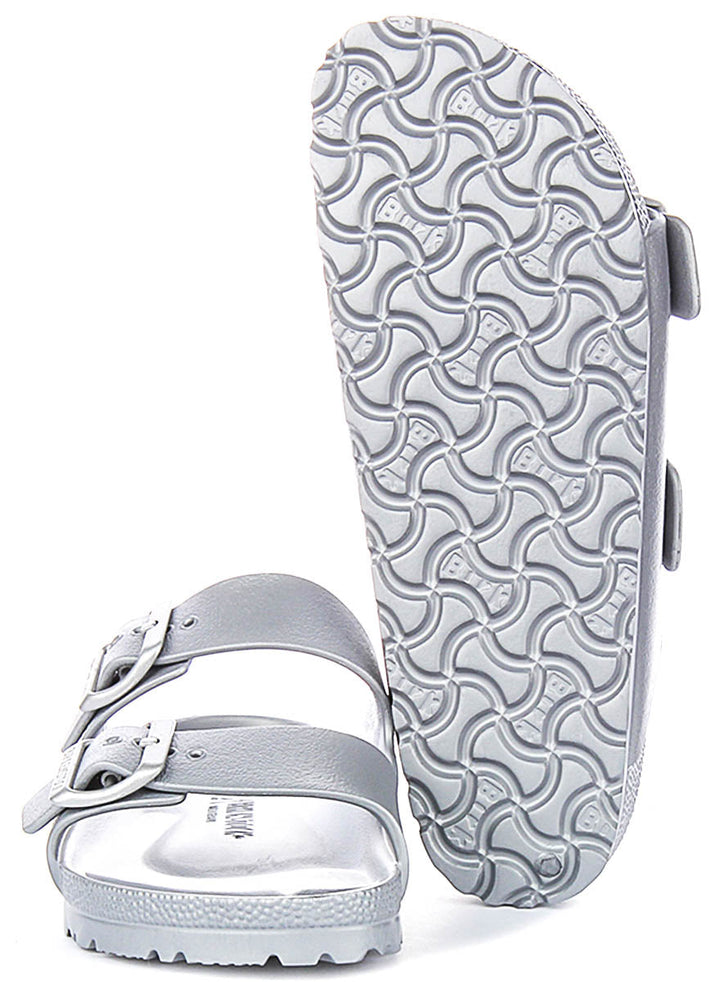Birkenstock Arizona-sandaler | Silverfärgad EVA för män och kvinnor – smal läst
