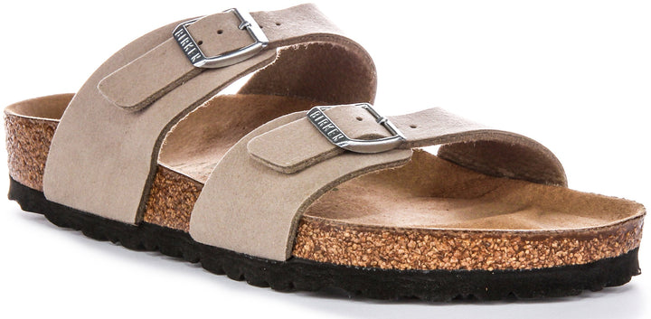 Birkenstock Sydney-tofflor | Taupe Birko-Flor – veganvänliga för kvinnor