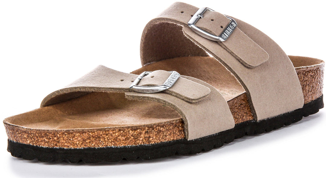 Birkenstock Sydney-tofflor | Taupe Birko-Flor – veganvänliga för kvinnor