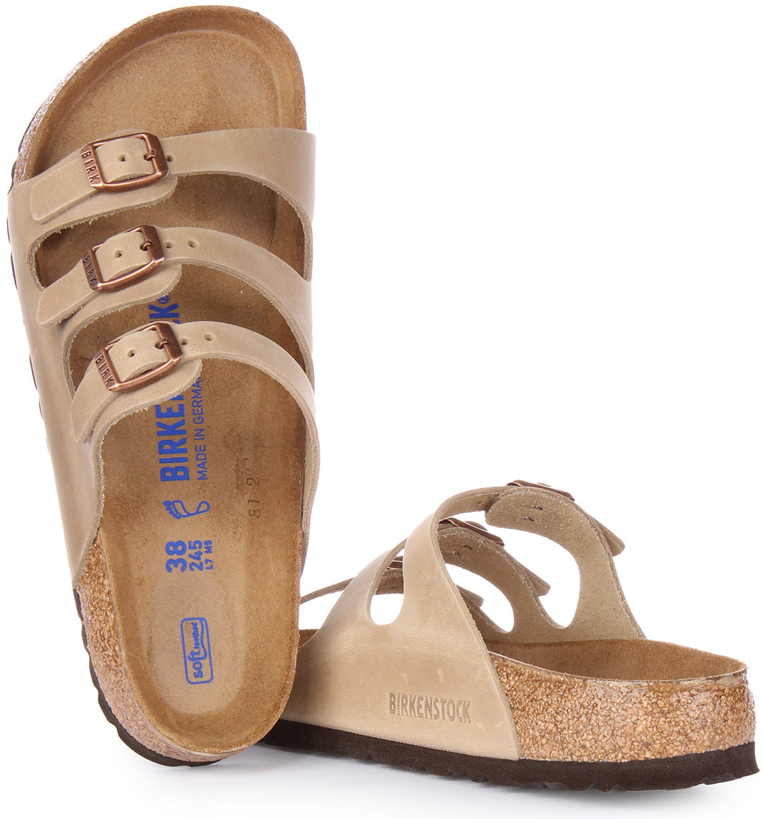 Birkenstock Florida-sandaler | Tobaksfärgat äkta läder för män och kvinnor