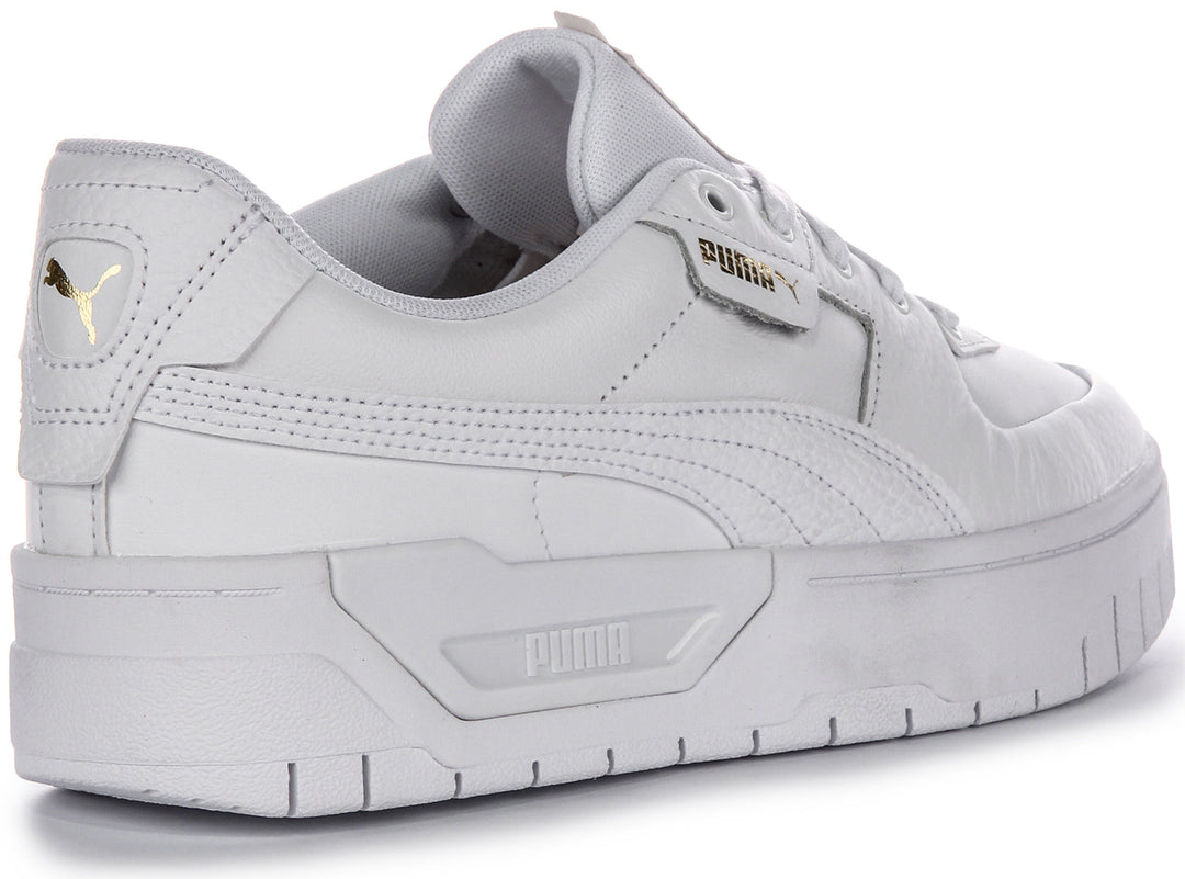 Puma Cali Dream damskor i vitt läder, klassisk snörmodell