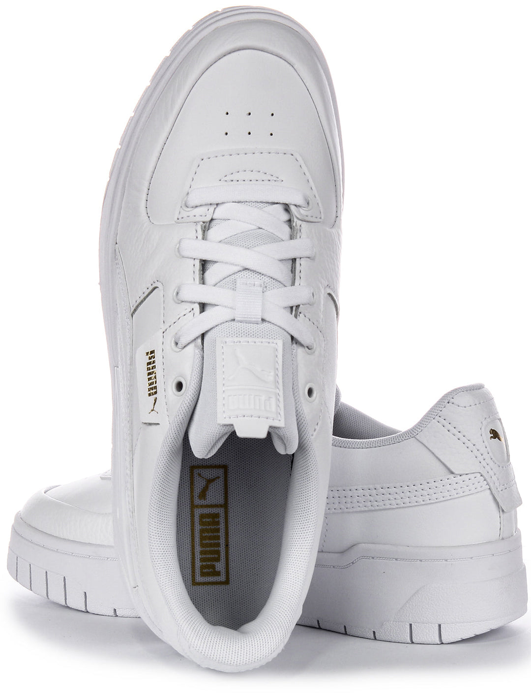 Puma Cali Dream damskor i vitt läder, klassisk snörmodell