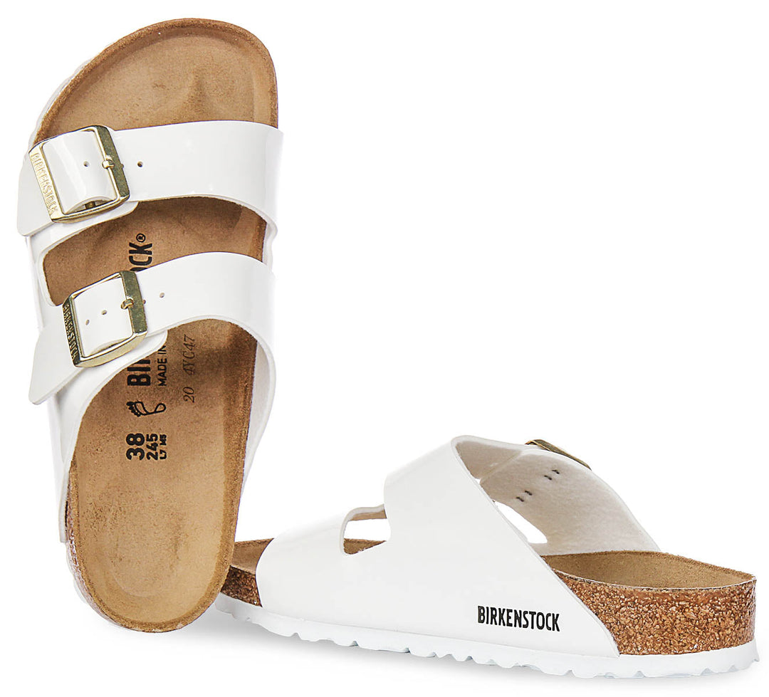 Birkenstock Arizona-sandaler | Vitt läder med lackfinish för kvinnor – normal läst