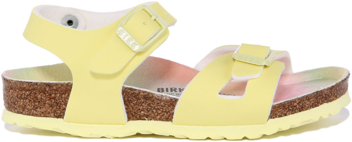 Birkenstock Rio-sandaler | Rosa Birko-Flor – metallicfinish för barn
